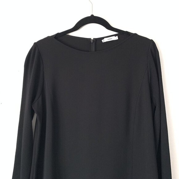 Vince Womens Black Long-Sleeve A-Line Shift Dress Back Zipper Closure Size 12 - Picture 6 of 9